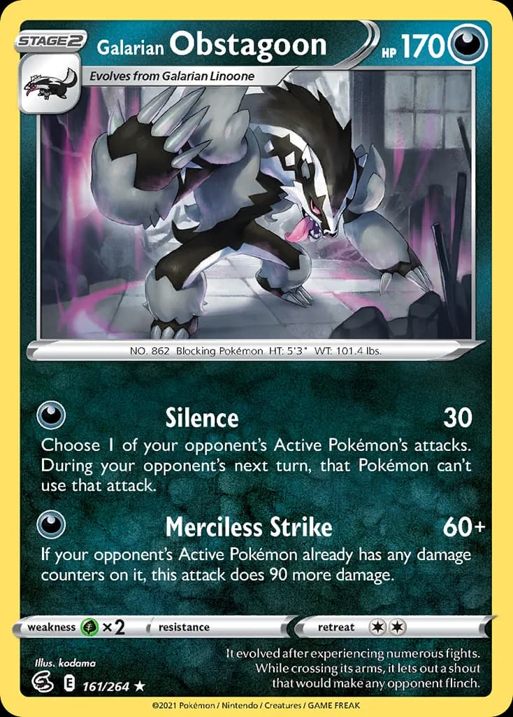 Fusion Strike Galarian Obstagoon card front, 161/264