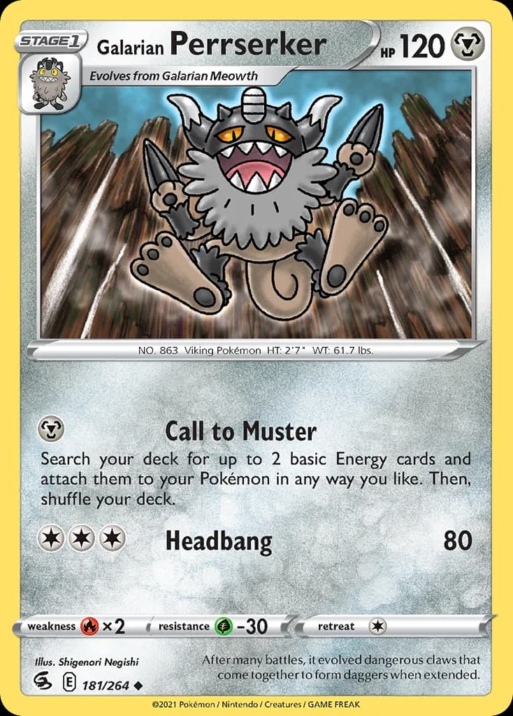 Fusion Strike Galarian Perrserker card front, 181/264