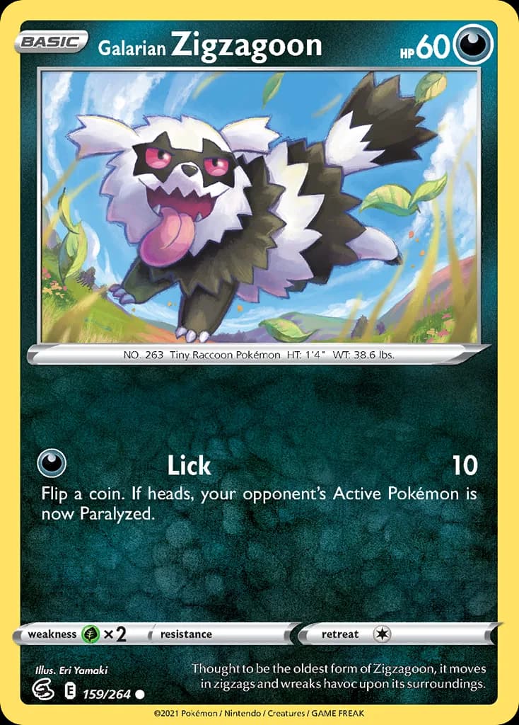 Fusion Strike Galarian Zigzagoon card front, 159/264