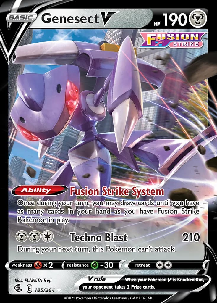 Genesect V card front, Fusion Strike 185/264