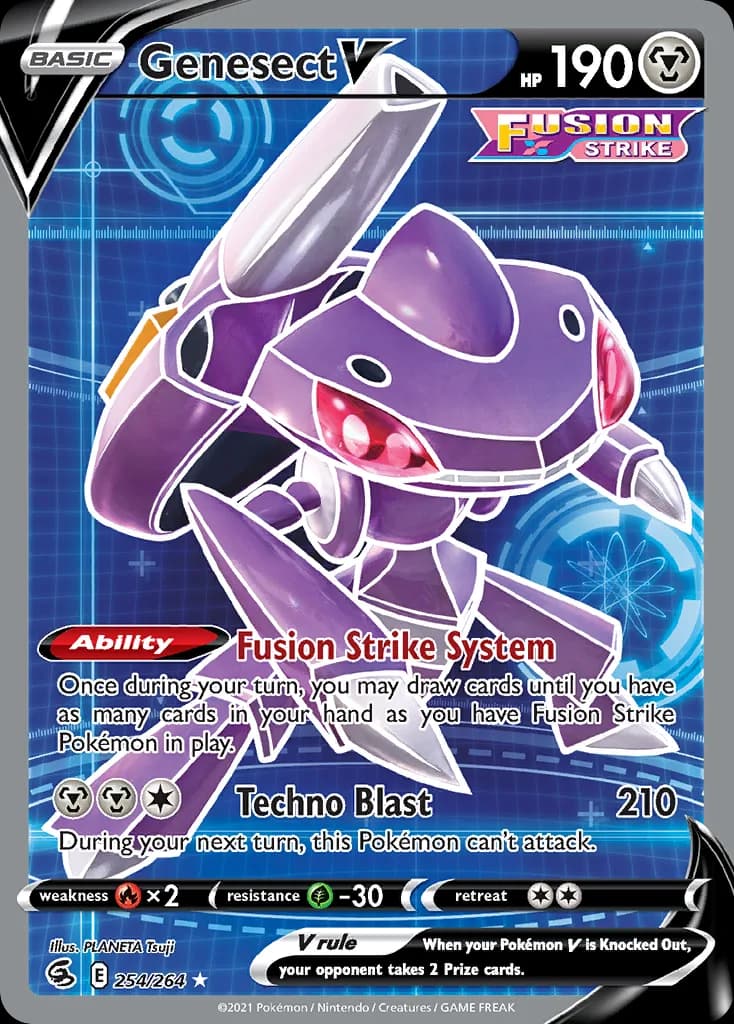 Genesect V card front, Fusion Strike 254/264