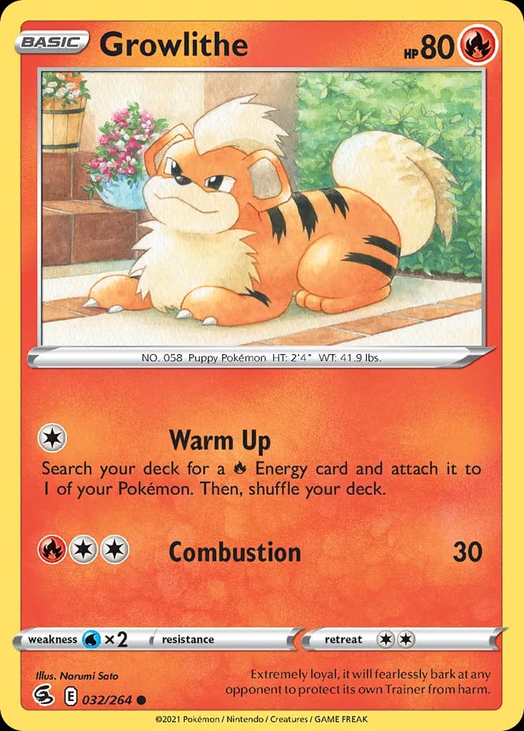 Fusion Strike Growlithe card front, 32/264