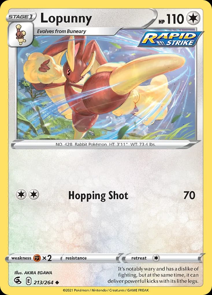 Fusion Strike Lopunny card front, 213/264