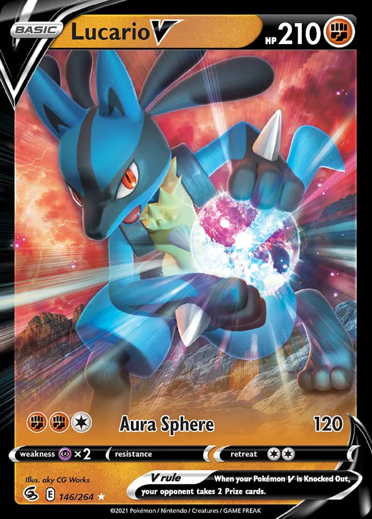 Lucario V card front, Fusion Strike 146/264