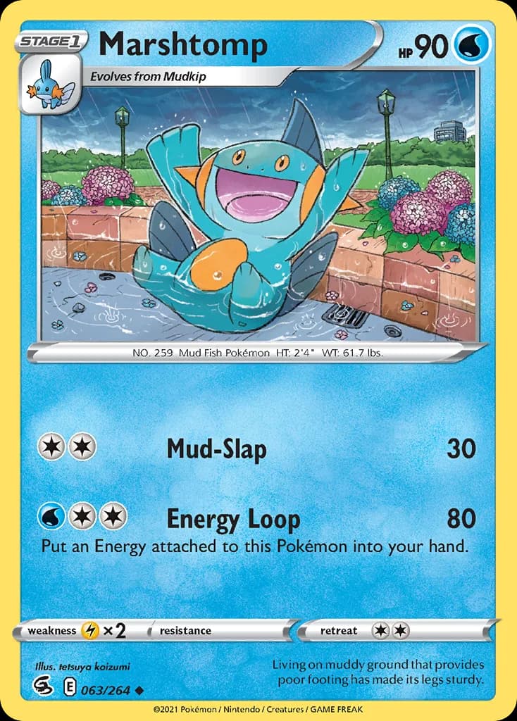 Marshtomp, Fusion Strike 63/264, English non-holo base-card reference; reverse-holo finish is not shown