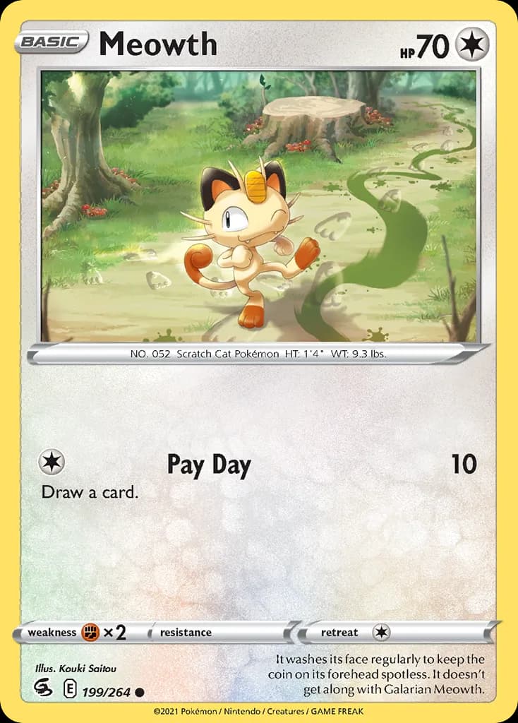 Fusion Strike Meowth card front, 199/264