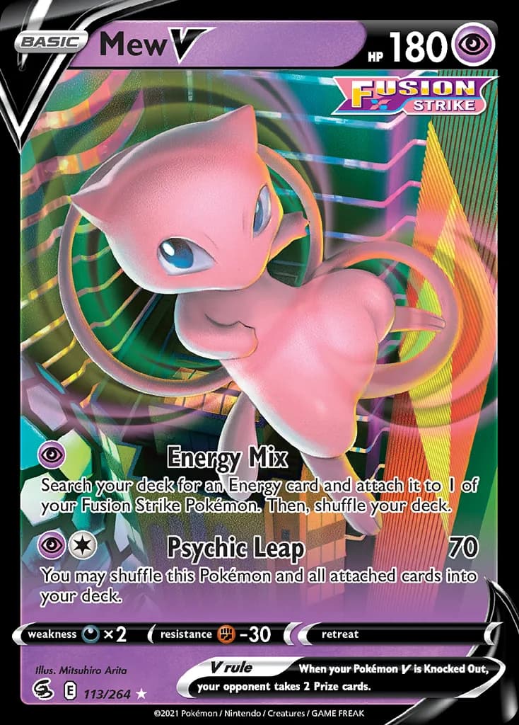 Mew V card front, Fusion Strike 113/264