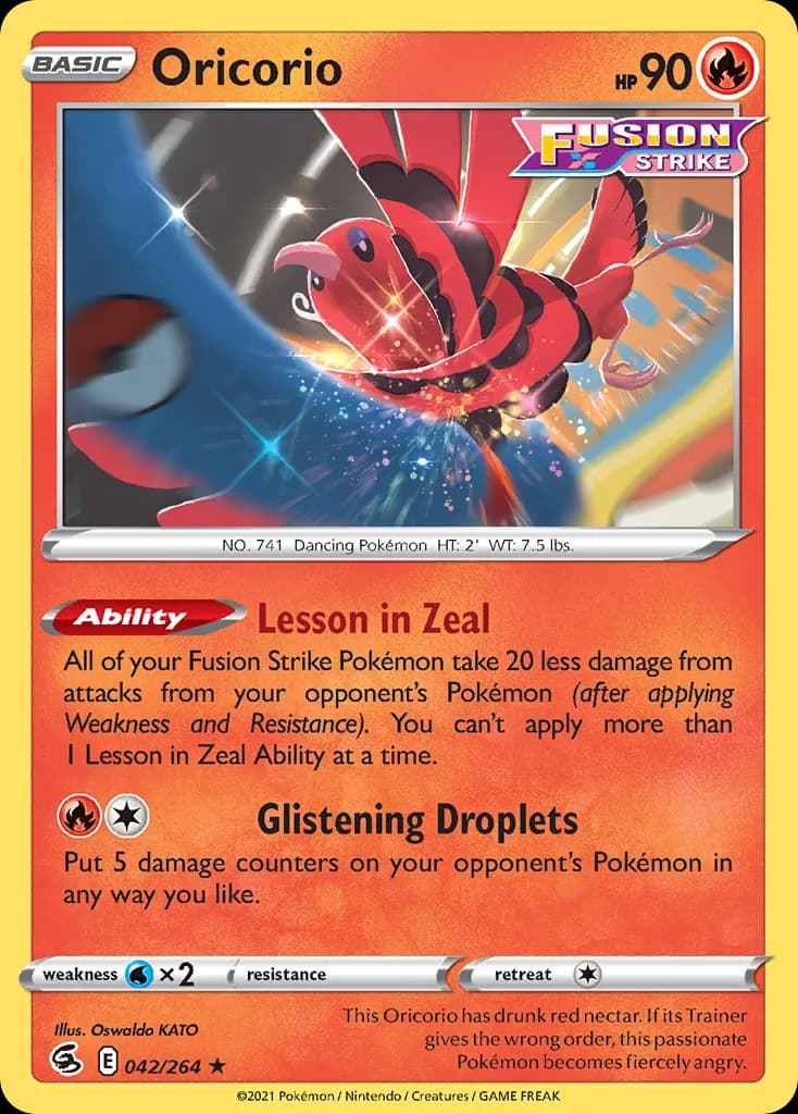 Fusion Strike Oricorio card front, 42/264