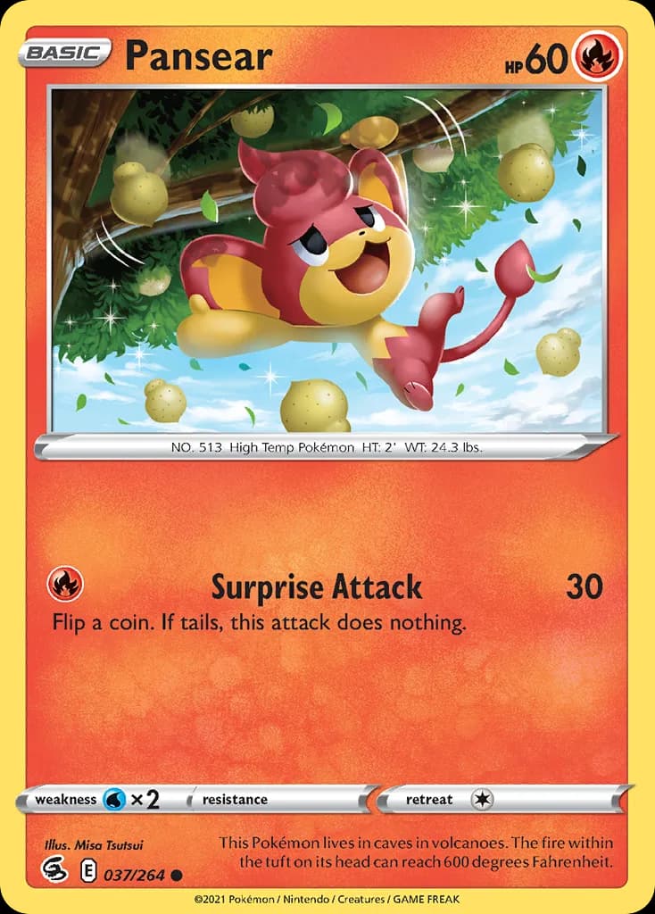 Pansear, Fusion Strike 37/264, English non-holo base-card reference; reverse-holo finish is not shown