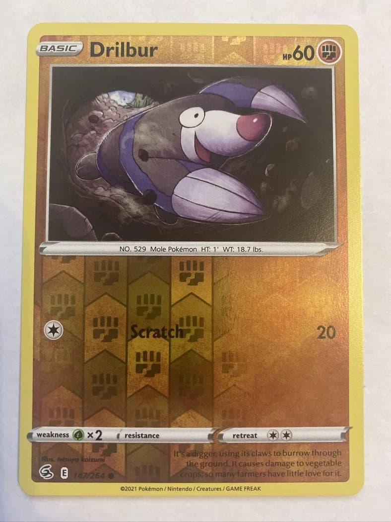 Drilbur reverse holo card front, Fusion Strike 147/264