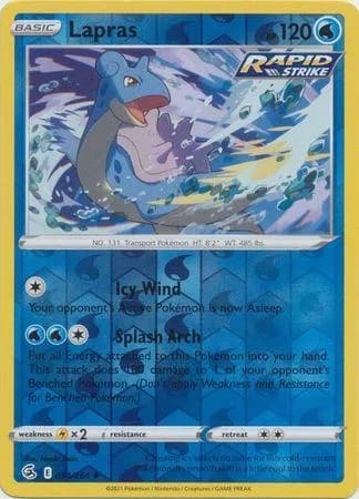 Lapras reverse holo card front, Fusion Strike 54/264