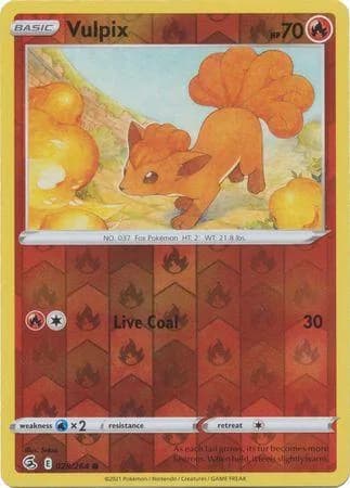 Vulpix reverse holo card front, Fusion Strike 28/264