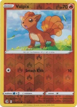 Vulpix reverse holo card front, Fusion Strike 29/264