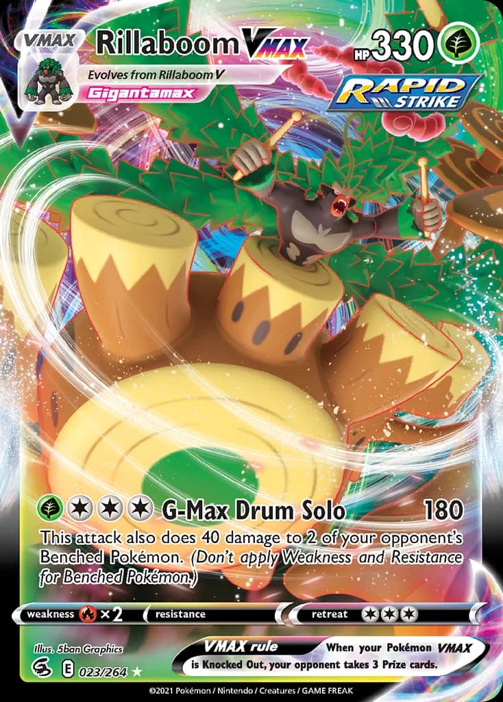 Fusion Strike Rillaboom VMAX card front, 23/264