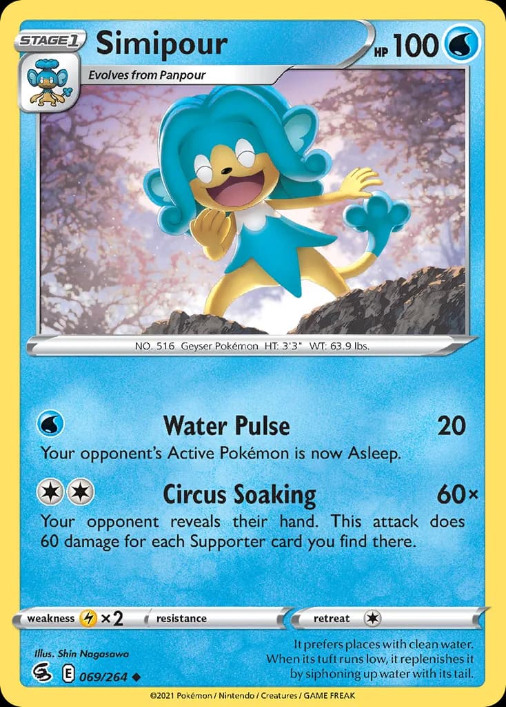 Simipour, Fusion Strike 69/264, English non-holo base-card reference; reverse-holo finish is not shown