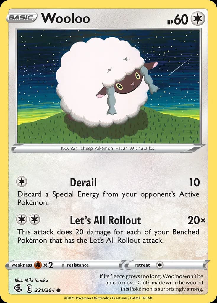 Fusion Strike Wooloo card front, 221/264