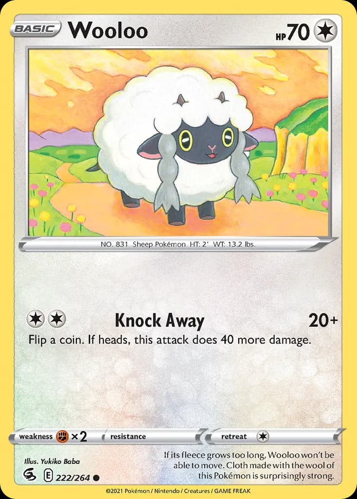 Fusion Strike Wooloo card front, 222/264