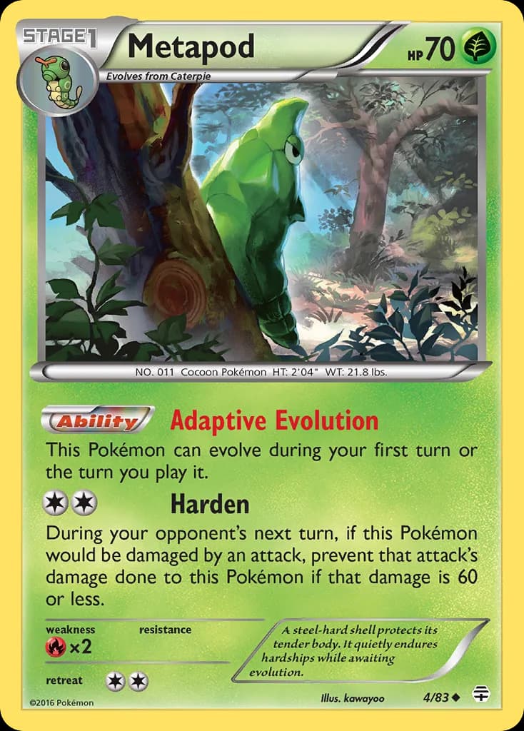 Generations Metapod card front, 4/83