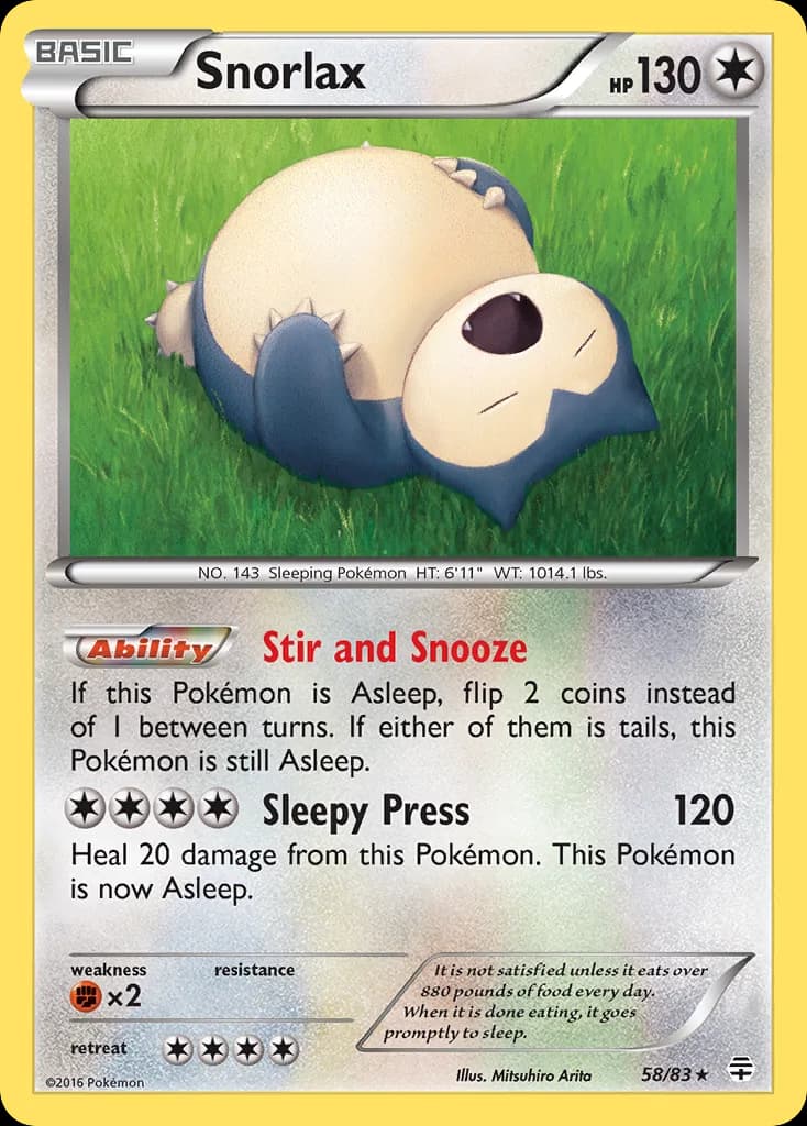 Generations Snorlax card front, 58/83