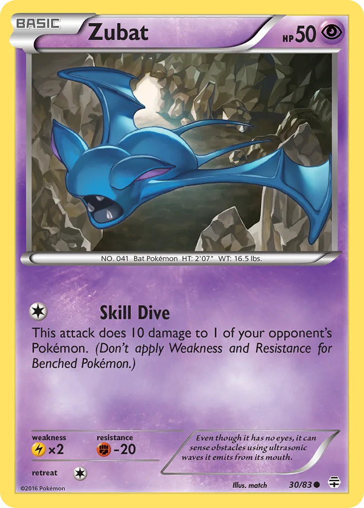Generations Zubat card front, 30/83