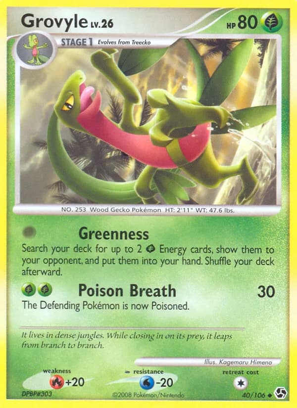 Great Encounters Grovyle card front, 40/106