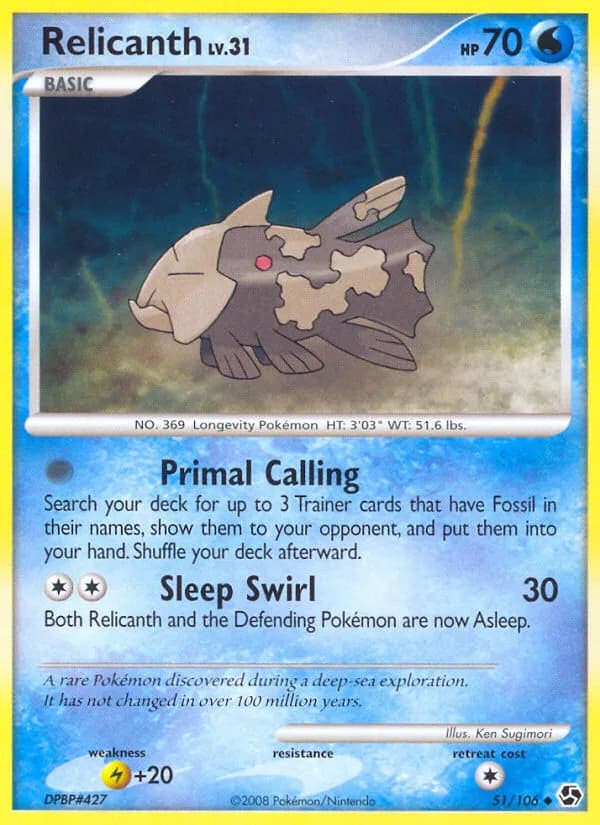 Great Encounters Relicanth card front, 51/106