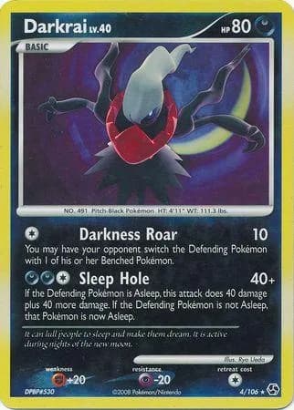 Darkrai reverse holo card front, Great Encounters 4/106