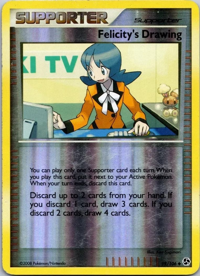 Felicity's Drawing reverse holo card front, Great Encounters 98/106