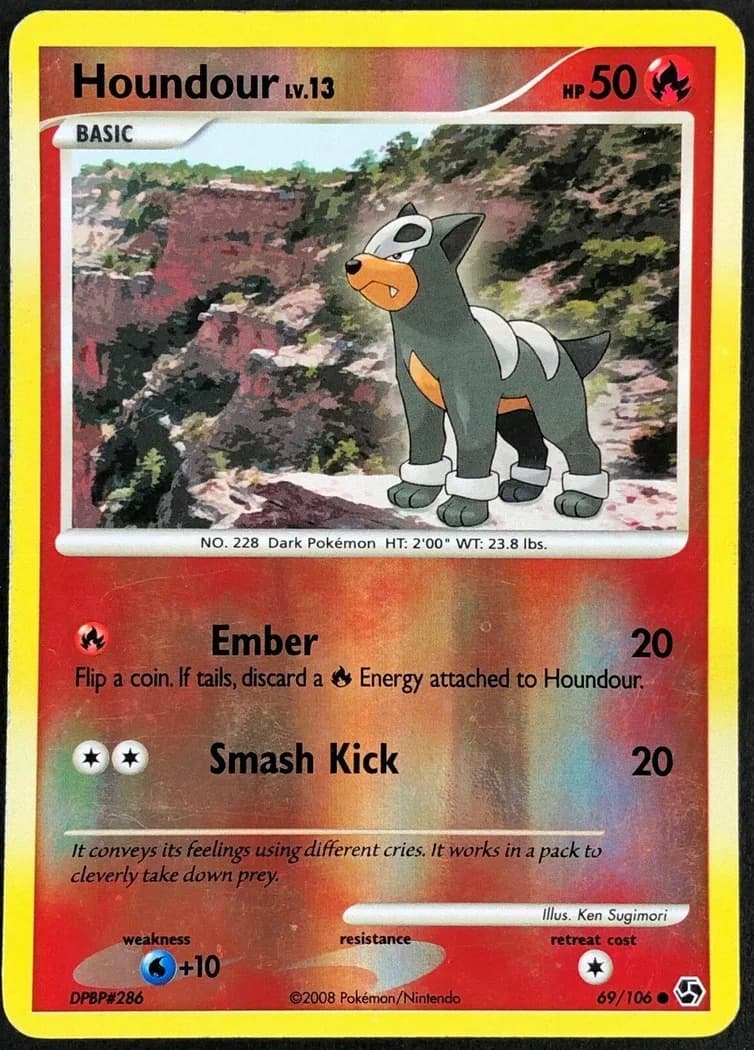 Houndour reverse holo card front, Great Encounters 69/106