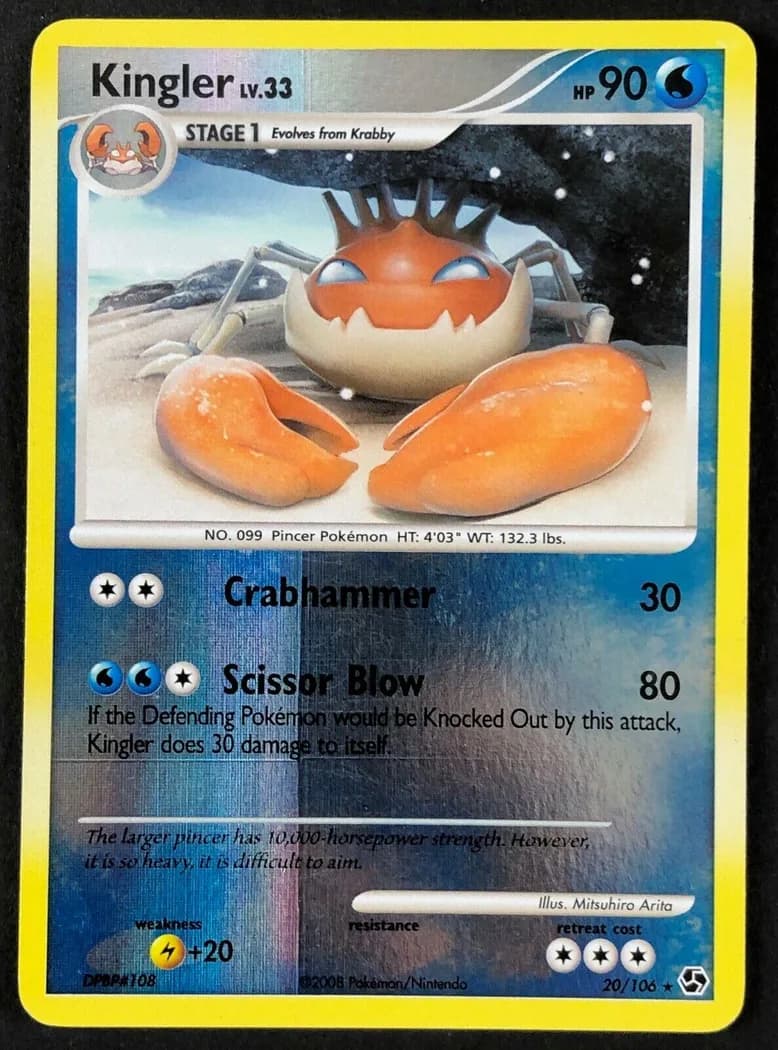 Kingler reverse holo card front, Great Encounters 20/106