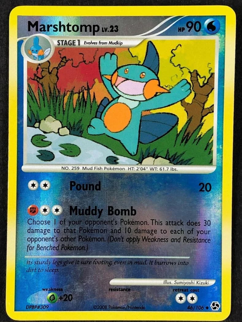 Marshtomp reverse holo card front, Great Encounters 46/106
