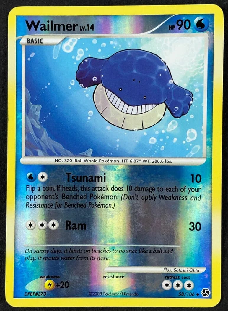 Wailmer reverse holo card front, Great Encounters 58/106