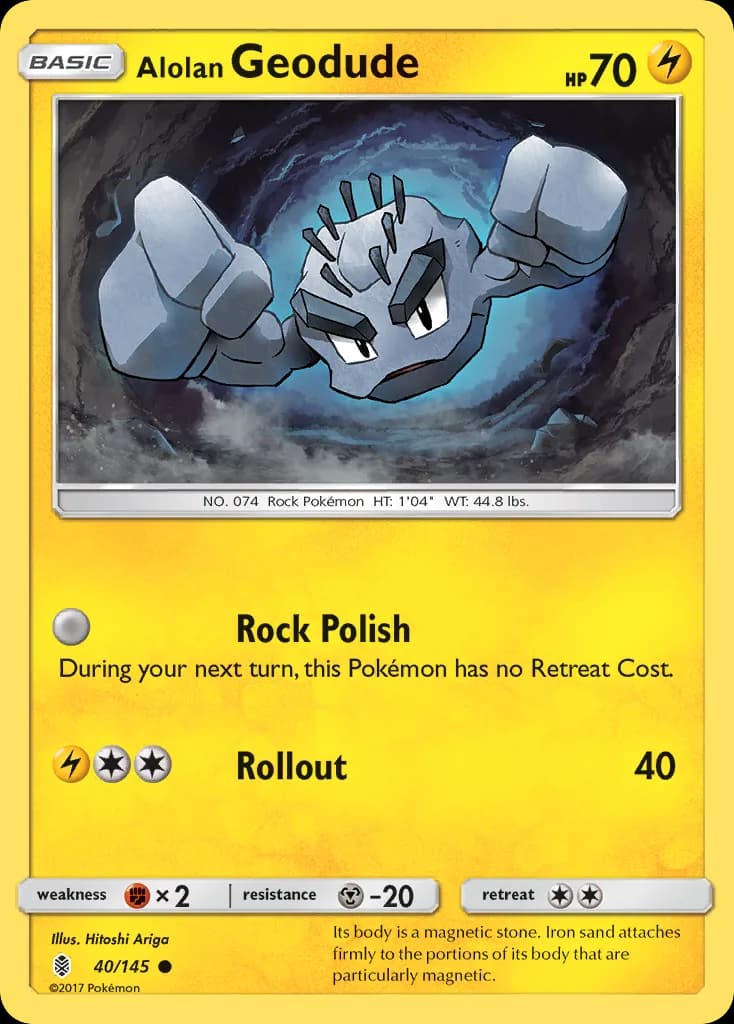 Guardians Rising Alolan Geodude card front, 40/145