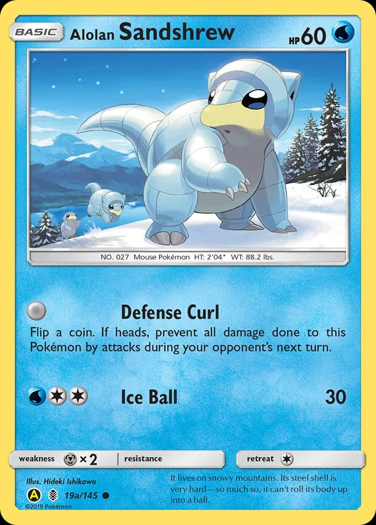 Guardians Rising Alolan Sandshrew card front, 19a/145