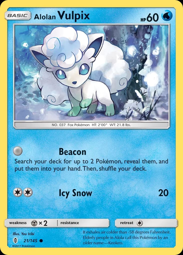 Alolan Vulpix card front, Guardians Rising 21/145
