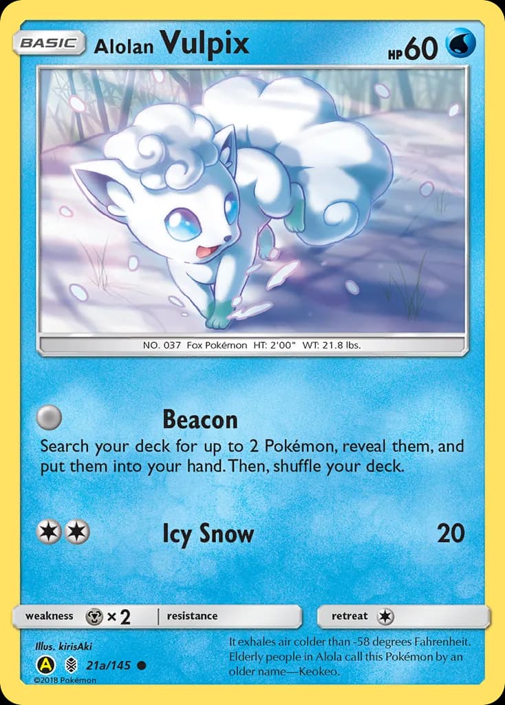 Alolan Vulpix card front, Guardians Rising 21a/145