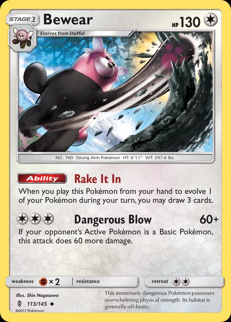 Guardians Rising Bewear card front, 113/145