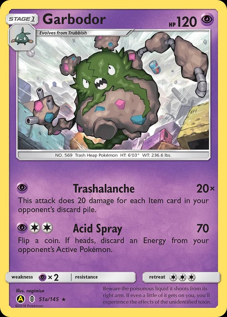 Guardians Rising Garbodor card front, 51a/145
