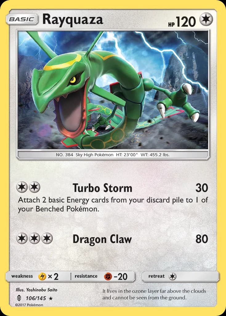 Guardians Rising Rayquaza card front, 106/145
