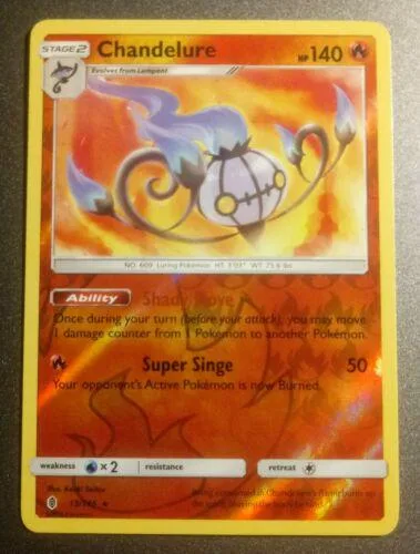 Chandelure reverse holo card front, Guardians Rising 13/145