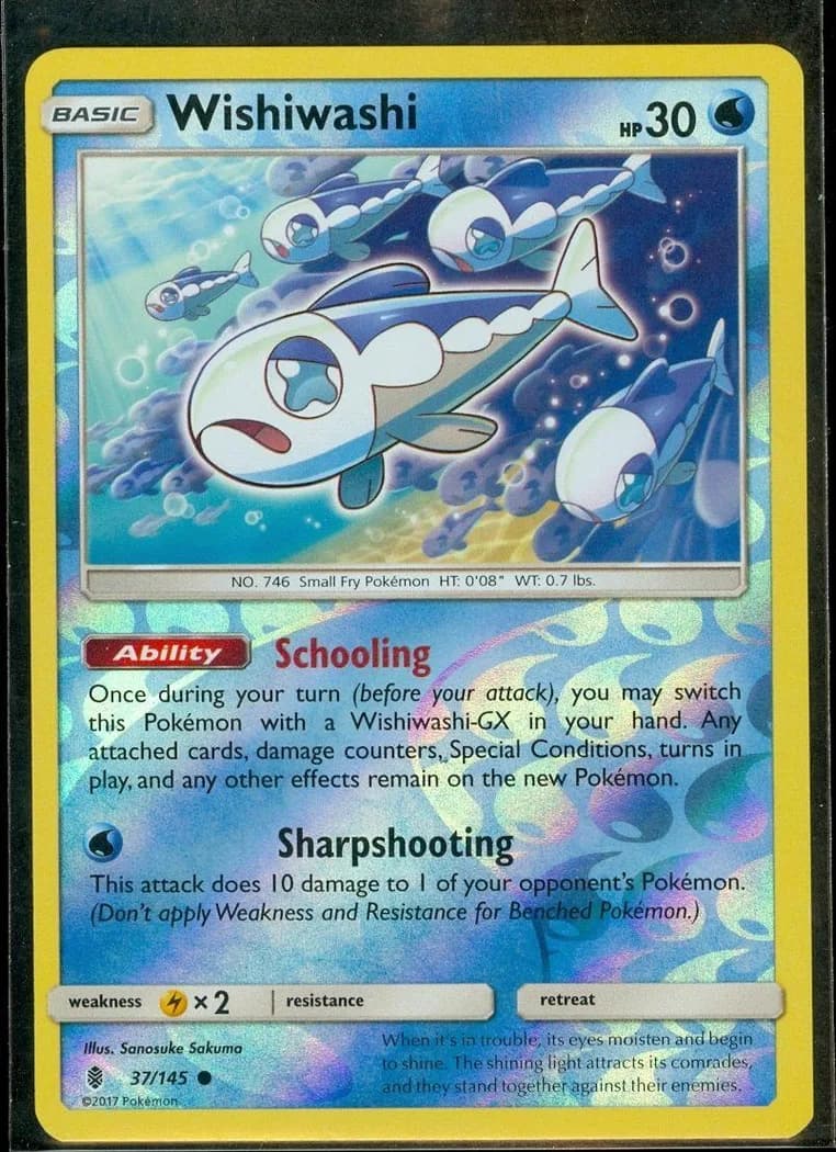 Wishiwashi reverse holo card front, Guardians Rising 37/145