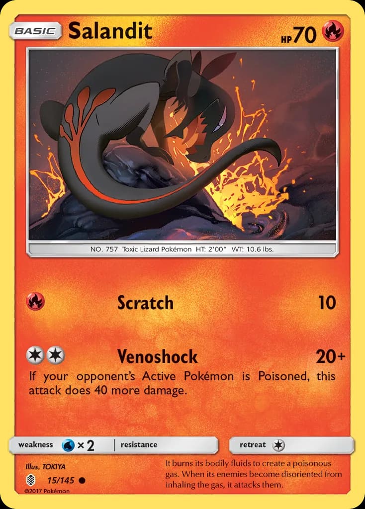 Guardians Rising Salandit card front, 15/145