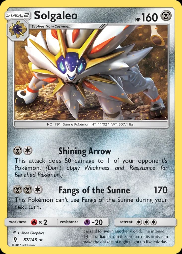Guardians Rising Solgaleo card front, 87/145