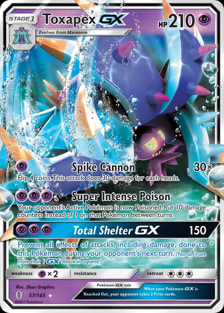 Guardians Rising Toxapex-GX card front, 57/145