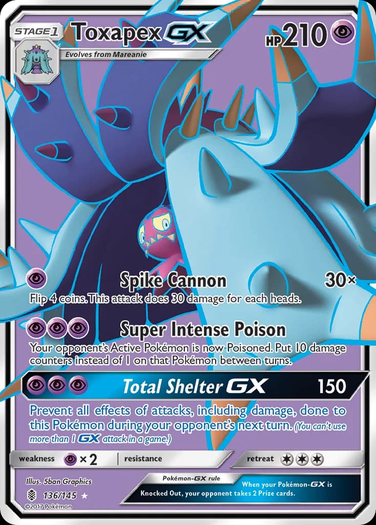 Guardians Rising Toxapex-GX card front, 136/145