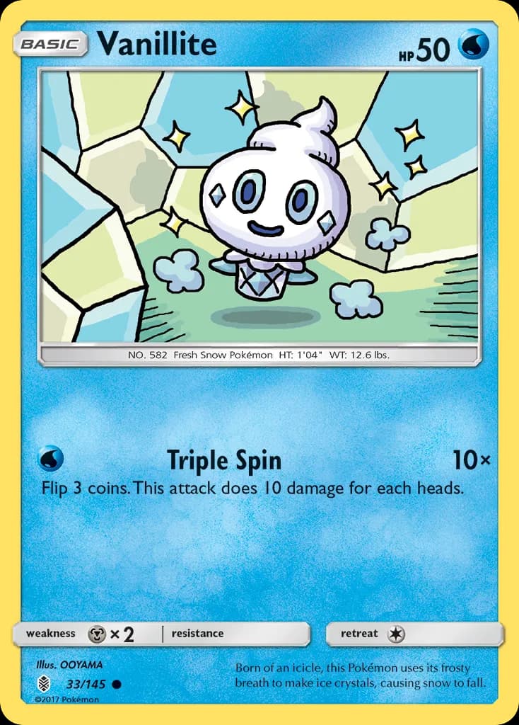 Vanillite, Guardians Rising 33/145, English non-holo base-card reference; reverse-holo finish is not shown