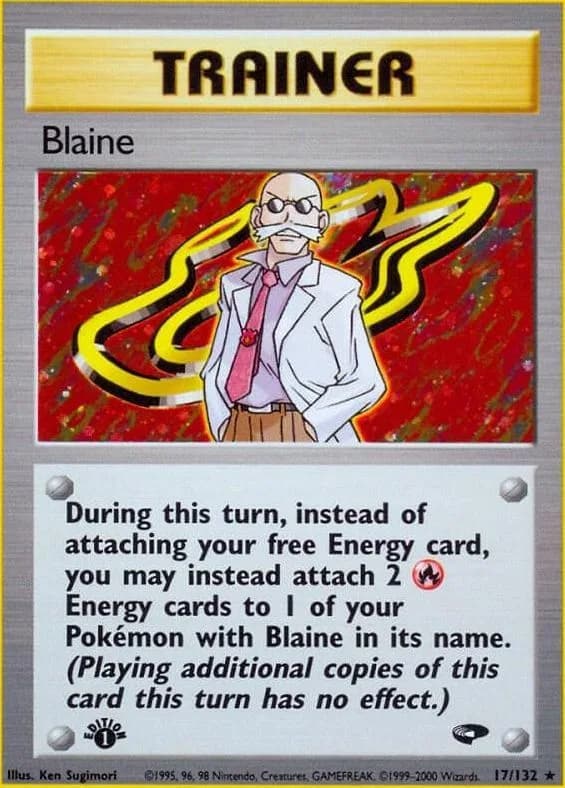 1st Edition Blaine card front, Gym Challenge 17/132
