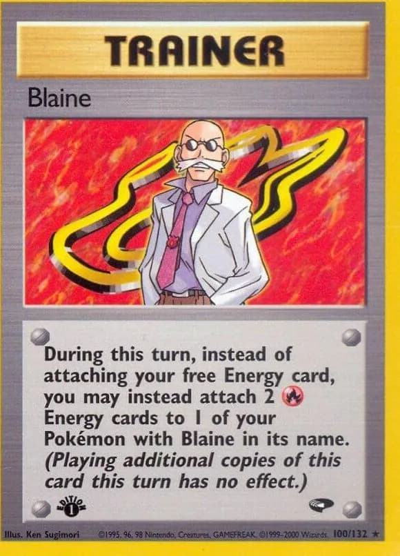 1st Edition Blaine card front, Gym Challenge 100/132