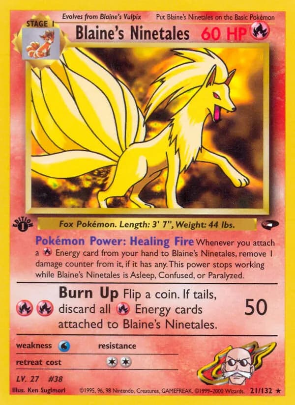 Blaine's Ninetales card front, Gym Challenge 21/132