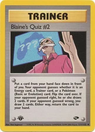 1st Edition Blaine's Quiz #2 card front, Gym Challenge 111/132